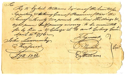 AI Sale 72 Lot 498 1776 Promissory Note Issued to Ezekiel Williams for Prisoners of War